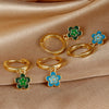 2PCS Stainless Steel Hoop Earrings for Women Girls Colorful Enamel Flowers Pendant Small Huggie Earring Piercing Jewelry - Image 2