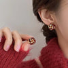 Vintage Metal Twisted Drip Glaze Enamel Stud Earrings for Women Elegant Round Circle Temperament Earrings Jewelry Accessories - Image 2
