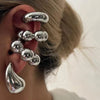 C-Shaped Clip-On Ear Cuff with Water Drop Detail - Image 2