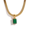 Geometric Square Cubic Zirconia Drop Snake Chain Collar Necklace Golden Jewelry Pvd Bulk Price - Image 7