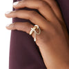 Gold Color Micro Pave Tear Drop CZ Tassel Link Chain Dome Ring For Women Girls Bling Cubic Zirconia Finger Jewelry Gift - Image 1