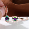 Aqua Blue Zircon Long Dangle Earrings Rainbow Crystal Oval Stone Drop Earrings Rose Gold Color Wedding Earrings For Women - Image 2