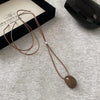 Retro Oval Sweater Chain Adjustable Drawable Black Rope Women Necklace Collarbone Chain Women - Image 8