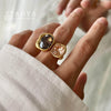 Geometric Open Ring with Contrasting Clear Stone Details - Image 1
