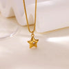 Cute Star Moon Zircon Pendant Necklace for Women Gold Color Stainless Steel Collar Box Chain Jewelry Gift - Image 3
