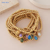 Mhs.sun Stone 12 Months Birthstone Bracelets Gold Plated Stainless Steel Bead Bracelet Birthday Jewelry For Women Men - Image 5