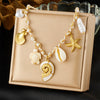 316L Stainless Steel Golden Sun Heart Ocean Multi-Pendant Necklace Women Summer Beach Rope Chain Vacation Jewelry - Image 13