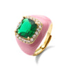 HECHENG,Multicolor Enamel Dripping Oil Zircon Open Ring For Women Adjustable Gold Plated Chunky Finger Rings Gift - Image 14