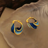 French Retro Enamel Glaze Spiral Drop Earrings Irregular Earring For Women Jewelry Accessories Gift - Image 5