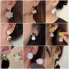White Flower Earrings for Women Crystal Acrylic Pearl Long Tassel Drop Earrings Temperament Party Gift Jewelry - Image 3