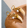 Horn Handmade Hoop Earrings for Women Resin Acrylic Imitation Pearl Drop Stainless Steel Charm Jewelry Recommend - Image 5