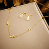 316L Stainless Steel Tree of Life Turquoise Golden Necklace Earrings For Womens Party Gift Jewelry Set - Image 10