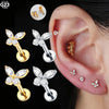 1/5PCS Titanium 16G Mini Butterfly CZ Labret Tragus Cartilage Conch Earring Helix Stud Medusa Piercings Body Jewelry for Women - Image 1