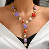 Vintage Exaggerated Y-shaped Long Necklace for Women Stylish Chunky Geometric Pendant Necklaces Boho Jewelry Accessories - Image 10