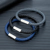 Classic Blue Braided Leather Bracelet Stainless Steel Magnetic Buckle Bangle Simple Stylish Couple Jewelry Gift for Him - Image 4