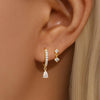 Three-Piece Rhombus Pendant Hoop Earring Set in Gold-Tone or Silver-Tone - Image 4
