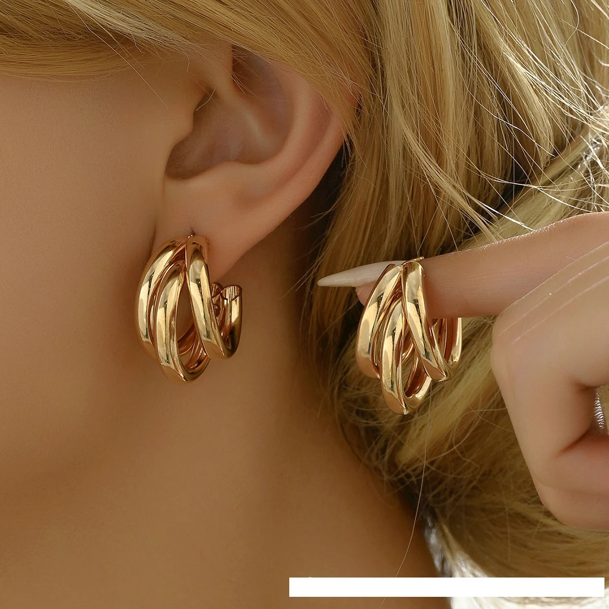 Vintage Layered Circle Hoop Earrings in Gold-Tone and Colors - Image 1
