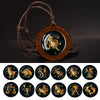 12 Zodiac Signs Rope Chain Necklace Aries Taurus Gemini Cancer Leo Virgo Libra Scorpio Constellation Necklace Wooden Pendant - Image 1