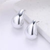 Silver Teardrop Earrings for Women Style Metal Texture Gold Plated Jewelry Gifts - Image 4