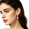 Good Silver Pearl Earrings Women,Flower Cultured Freshwater Pearl Earrings Mother White Black - Image 5