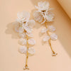 Elegant White Petal Flower Drop Earrings Women Kpop Hanging Piercing Earring Aesthetic Wed Bridal Jewelry Accessories - Image 6