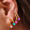 Rhinestone Small Circle Hoop Earrings Candy Color Heart Pendant Piercing Earrings for Women Gold plated Huggies Jewelry - Image 2