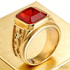 Vintage Golden Alloy Men's Rectangle Crystal Ring Carved Dragon Band Statement Signet Ring Party Jewelry Gift - Image 9