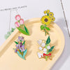Creative Cartoon Plants Flowers Metal Enamel Badge Pin Garden Style Greenery Sunflower Clothing Bag Accessories Brooch Jewelry - Image 2