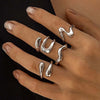 4Pcs/Set Silver Color Irregular Geometric Open Rings For Women Men Punk Metal Adjustable Knuckle Joint Ring Jewelry - Image 1