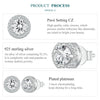 Silver Halo CZ Heart Stud Earrings Round Earrings Set Classic Engagement Jewelry for Couples - Image 10