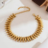 Stainless Steel Chunky Choker Bracelet Set For Women Gold Plated Shuttle Beads Handmade Hyperbole Short Necklace Bracelets - Image 2