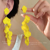 Exaggerated Folds Flower Fringe Ear Clip Without Ear Piercing Long Clip Earrings Party Jewelry - Image 3