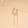 Long Tassel Drop Earrings with Clear Stone Details in Rose Gold-Tone - Image 13