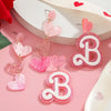 Chic Pink Sparkling B Heart Design Stud Earrings Stainless Steel Posts Acrylic No Plating for Casual Attire Pa - Image 4