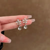 Flower Hanging Earrings White Enamel Floral Acrylic Petals Crystal Imitation Pearl Dangle Earrings for Women - Image 12
