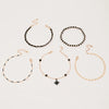 4-5pcs/Set Bohemian Woven Rope Foot Chain for Men and Women Geometric Alloy Black Beads Dropping Oil Anklet Set - Image 6
