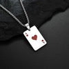 Stainless Steel Playing Card Pendant Necklace with Ace of Hearts or Ace of Spades Design - Image 10