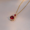 Classic Green Red Stone Round Pendant Clavicle Necklaces For Women Antique Gold Color White Zircon Wedding Engagement Choker CZ - Image 3