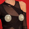 Stonefans 2Pcs Bling Round Chest Nipple Stickers Bra Decorations Elegant Rave Body Jewelry for Women Lingerie Crystal