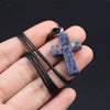 Charm Natural Semiprecious Stone Cross Shape Crystal Tiger Eye Agate Pendant Necklace Jewelry Gift for Women 25x18mm - Image 37