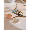 Adjustable Candy Y2K Blue White Black Pink Enamel Cubic Zirconia Open Ring Golden Stainless Steel Jewelry Gift - Image 4