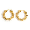 Greatera Chunky Bamboo Shaped Hoop Earrings Stainless Steel Gold Plated Geometric Earrings Statement Jewelry - Image 7