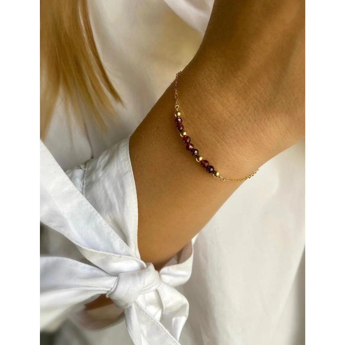 Adjustable Beaded Bracelet with Tourmaline and Tiger Eye Color Styles - Image 1