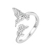 Miseff Silver Ring Cute Panda Whale Hummingbird Dragonfly Adjustable Open Ring Jewelry Gifts - Image 8