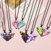 2-piece cute Eevee cartoon pendant necklace with heart patchwork, anime-style metal necklace - Image 4