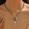 Sea Life Charm Beaded Choker Necklace with Multicolor Rice Beads - Image 3