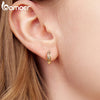 Silver Two Tones Cross Hoop Earrings for Women, Sleek Polished Piercing Huggie Earrings for Women Girl Gift - Image 2