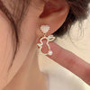Crystal Hollow Animal Rabbit Drop Earrings for Women Cute Imitation Pearl Heart Dangle Earrings Party Jewelry Girls Gift - Image 1
