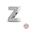 26 A-Z Alphabet Beads Silver Love Letter Charm Fit Bangle Charms Bracelet CZ Zircon Bead Jewelry - Image 8