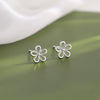 silver Flower Stud Earrings for Women Elegant Wedding Jewelry - Image 3